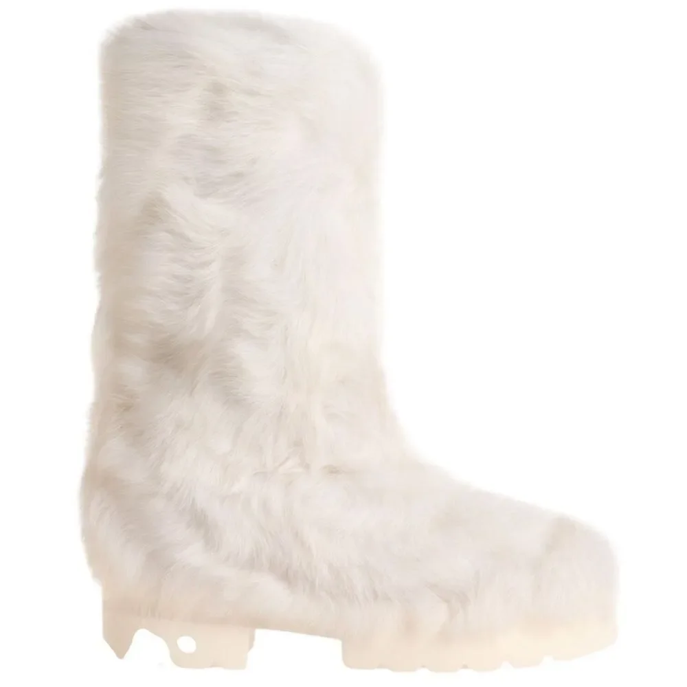 NEW STUART WEITZMAN White Lamb Shearling Mid Boots New Box Dust Bag US 6.5 37